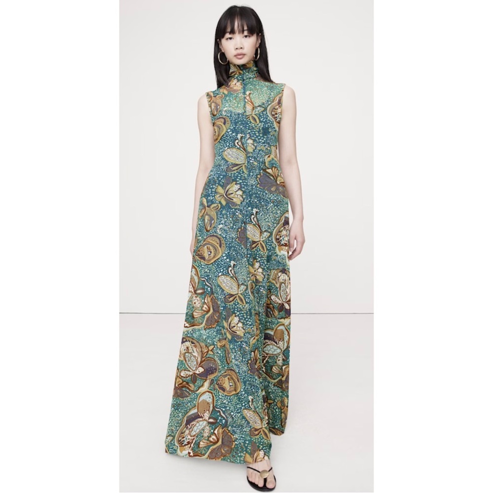 Banana Republic Green Floral Maxi Dress - Picture 2 of 5